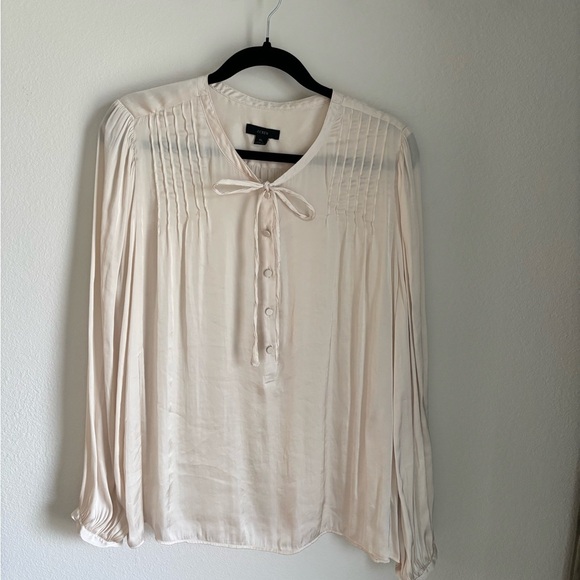 J. Crew Tops - ***sold***Elegant J. Crew Cream Blouse with Button Front and Pleat details